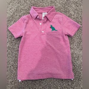 Janie and Jack Pink Polo with Dinosaur